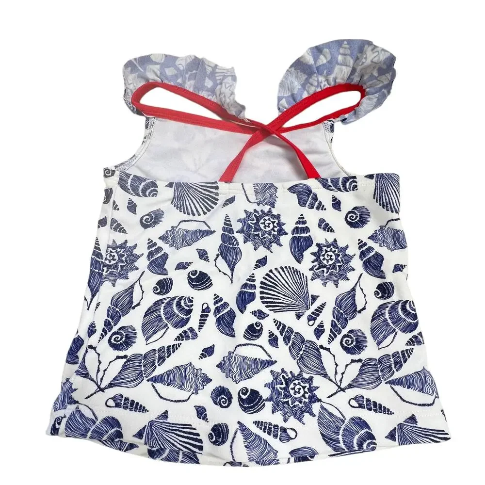 New Tommy Bahama  Girls‎ 3T Tankini Top Ruffle Sleeve Sea Shells
